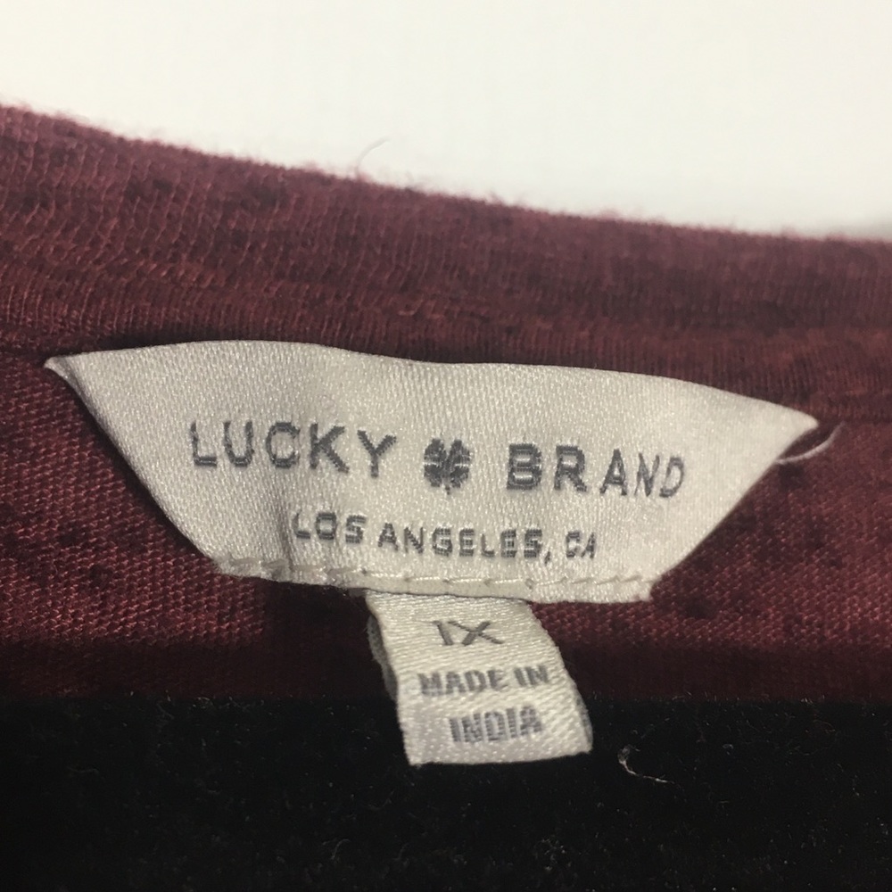 EUC Lucky Brand Burgundy 3/4 Sleeve Length Top - Picture 2 of 7